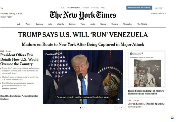 Ataque de Trump à Venezuela é ilegal e imprudente, diz New York Times